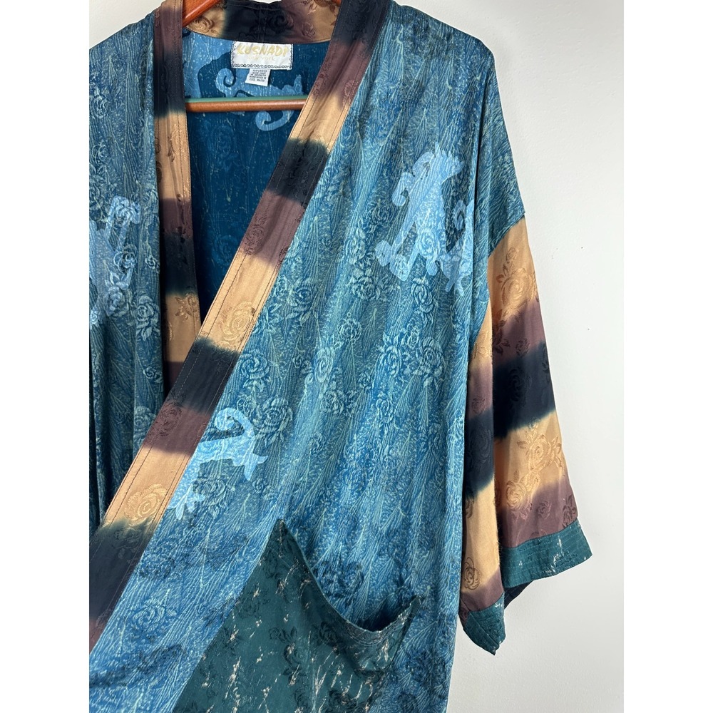 Kusnadi NY Floral Jacquard Kimono Open Cardigan One Size OS Hippie Artsy *Flawed - Picture 4 of 16